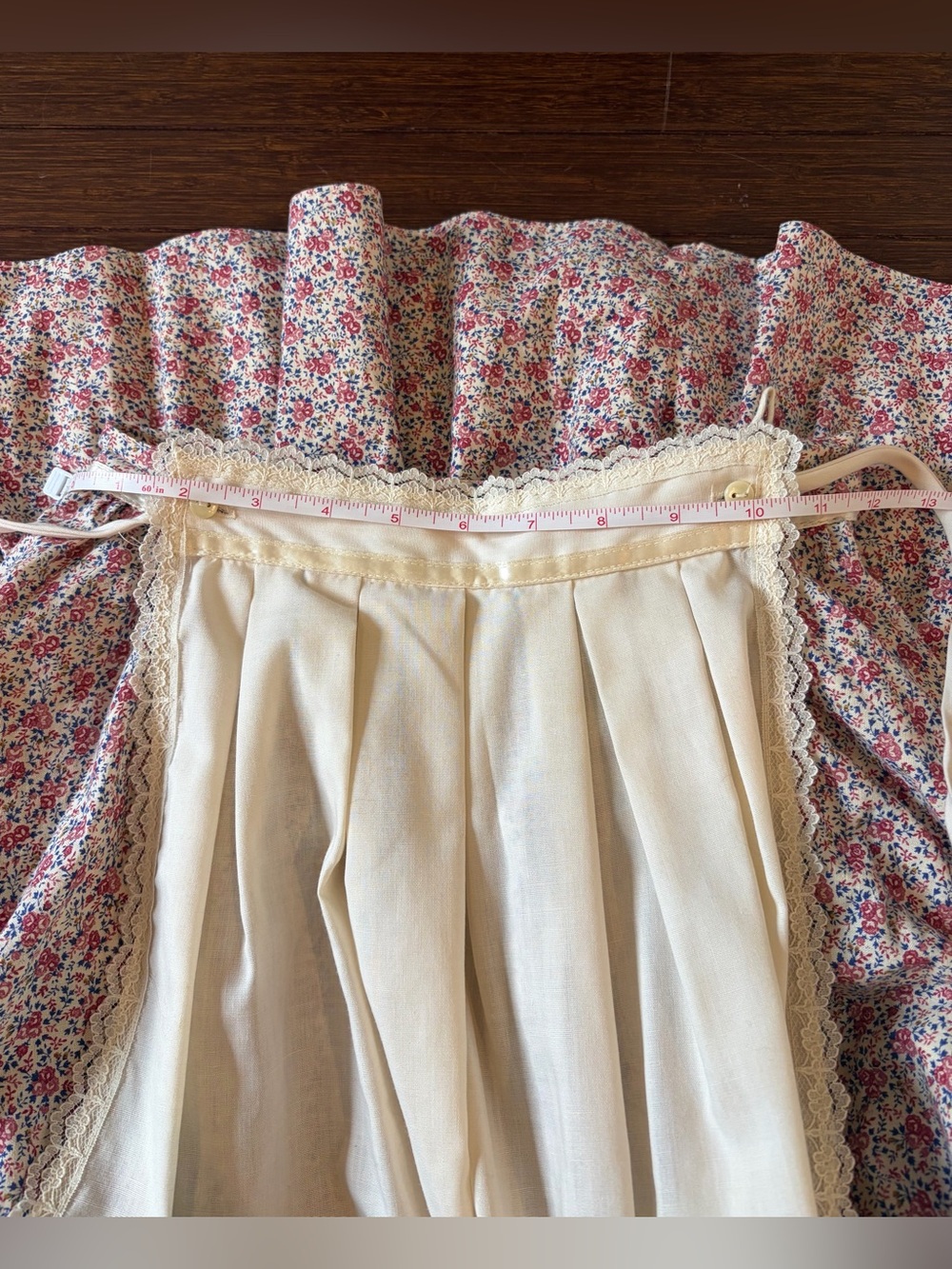 Vintage Gunne Sax Jessica McClintock Prairie Floral Skirt With Detachable Apron - Picture 8 of 11